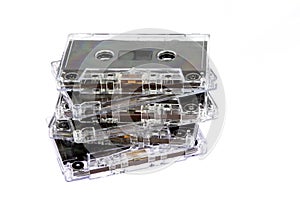 Obsolete Audio Tape Cassettes on White Background