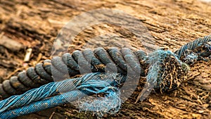 Obsolete blue plastic rope