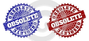 OBSOLETE Blue and Red Rounded Seals with Distress Styles