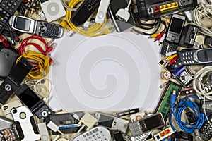 Obsolete electrical waste for recycling - Space for Text