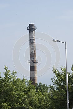 Obsolete factory chimney or flue