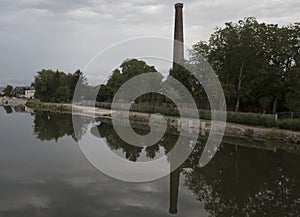 Obsolete factory chimney or flue