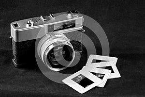 Obsolete Film Camera and Slides Black and White