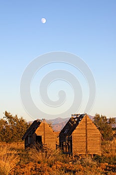 Obsolete houses in dusk