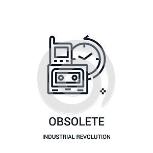 obsolete icon vector from industrial revolution collection. Thin line obsolete outline icon vector illustration