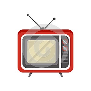 Obsolete retro television receiver vector Illustration on a white background