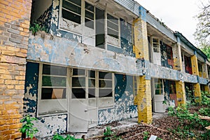 Obsolete Soviet Pioneer children camp, ancient abandoned building