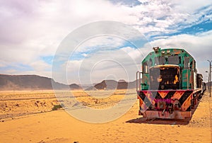 Obsolete train in Wadi Rum Train Station, Jordan.