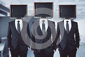 Obsolete TV headed businessmen