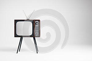 Obsolete TV on whiite background