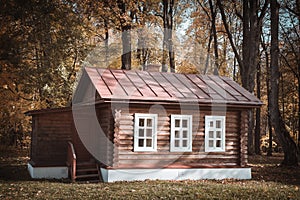 Obsolete wooden hut in village