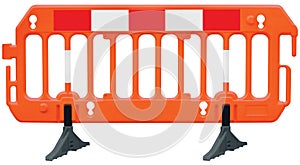 Obstacle detour road barrier fence roadworks barricade orange red and white luminescent stop signal sign seamless isolated closeup