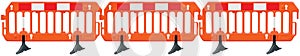 Obstacle detour road barrier fence roadworks barricade, orange red and white stop signal sign seamless isolated panoramic panorama photo