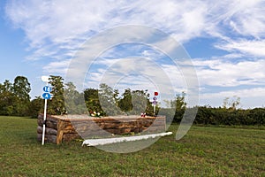 Obstacle for equestrian race in the green meadows of Palmanova.