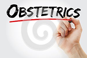 Obstetrics text with marker