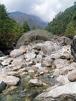 Obstructed River in Khumbu Valley