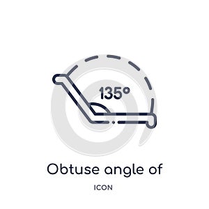 obtuse angle of 135 degrees icon from other outline collection. Thin line obtuse angle of 135 degrees icon isolated on white