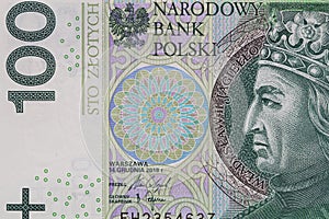 Obverse of 100 polish zloty banknote