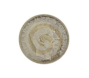 Obverse of 2 dinars coin made by Serbia in 1904