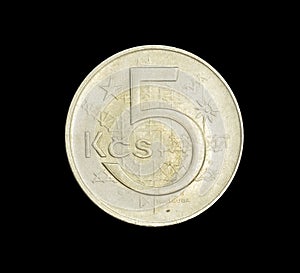 Obverse of 5 Korun coin made by Czechoslovakia in 1973