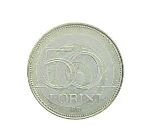 Obverse of 50 forint coin made by Hungary