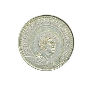 Obverse of 50 Macedonian Denars coin made by North Macedonia