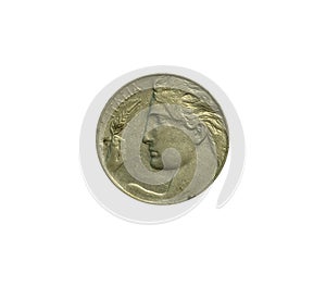 Obverse of 20 Centesimi coin made by Italy in 1914 photo