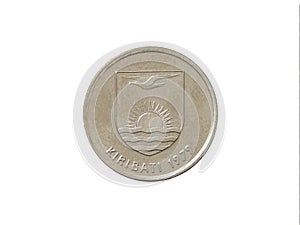 Obverse of Kiribati coin minted in 1979. Isolated in white background.
