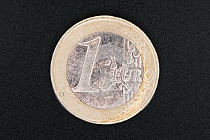 Obverse of one euro coin, close-up