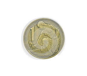 Obverse of One Korun coin made by Czechoslovakia in 1962