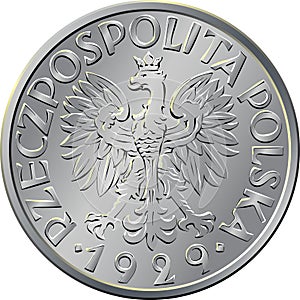 obverse Polish Money one zloty coin