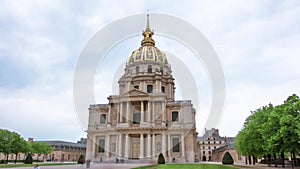Obverse view of Les Invalides. The National Residence of the Invalids timelapse hyperlapse