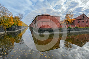 Obvodny (Bypass) channel in Kronstadt at Kotlin island, Russia