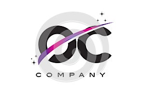 OC O C Black Letter Logo Design with Purple Magenta Swoosh photo