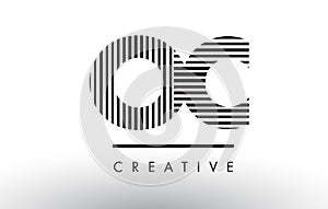 OC O C Black and White Lines Letter Logo Design. photo