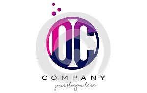 OC O C Circle Letter Logo Design with Purple Dots Bubbles photo