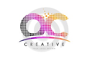 OC O C Letter Logo Design with Magenta Dots and Swoosh photo