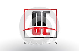 OC O C Logo Letters with Red and Black Colors and Swoosh. photo