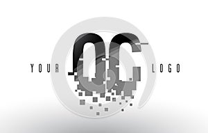 OC O C Pixel Letter Logo with Digital Shattered Black Squares photo