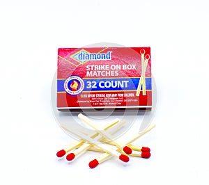 Ocala, Florida 12-23-23 Diamond Wooden Strike On The Box Matches. Americas match company since 1881. GreenLight - sourced from