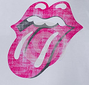 Ocala, Florida February 20, 2024 rock n roll band the Rolling Stones logo Icon hot lips, tongue and mouth based off the Hindu