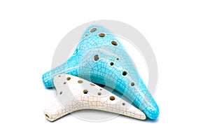 Ocarina blue and white isolated