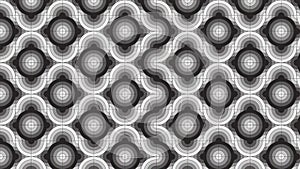 abstract black and white seamless pattern background of geometric curved lines in a circle with grainy texture