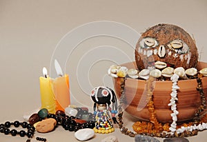 Occult altar for African Gods. Shamanism