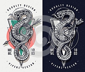 Occult Design With Snake and Geometrics photo