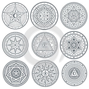 Occult, mystic, spiritual, esoteric vector symbols photo