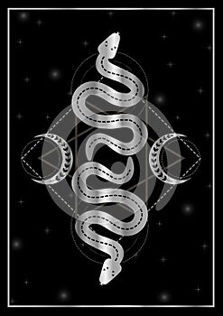 Occult snakes triple goddess fertility symbol silver