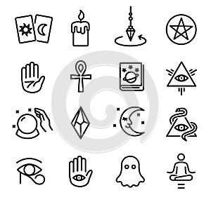 Occultism and Spiritism Icons Set