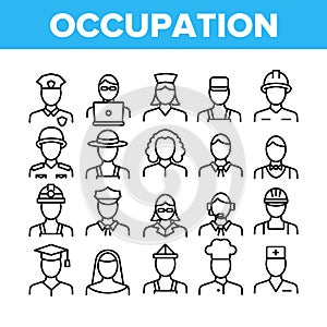 Occupation Collection Elements Icons Set Vector