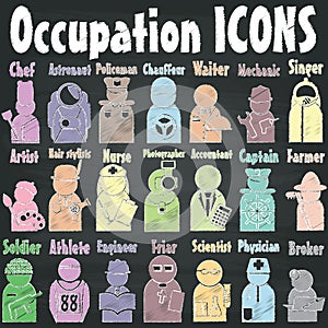 Occupation icons on chalk